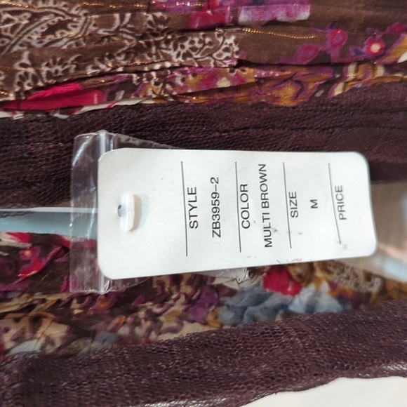 Zba Women's Long Sleeve Sheer Floral Blouse Size Medium NEW - Picture 5 of 10